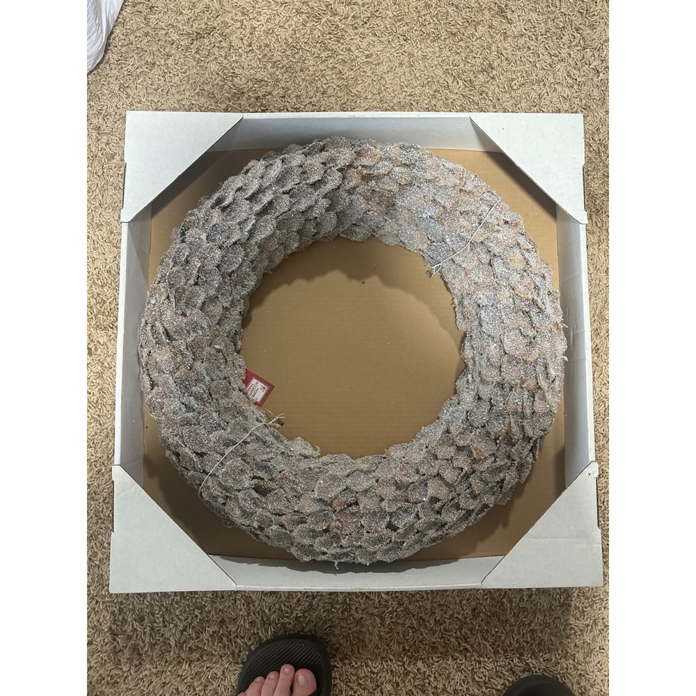NWT Home Accents Holiday | Christmas Ashford Meadows Frosted Pinecone Wreath 22"